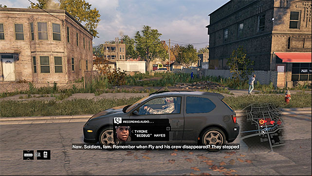 Drive around the areas guarded by the gangsters - Mission 8 (Not a Job for Tyrone) | Main missions - Act II - Main missions - Act II - Watch Dogs Game Guide