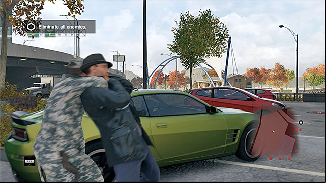Some of the enemies are staying near the main parking lot - Mission 13 (Role Model) | Main missions - Act II - Main missions - Act II - Watch Dogs Game Guide