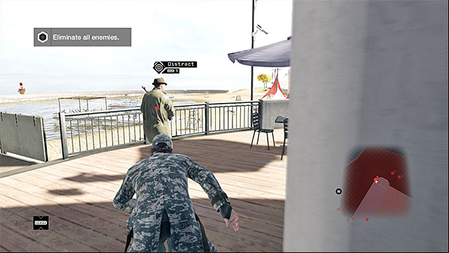 At least two enemies are patrolling the upper level of the building - Mission 13 (Role Model) | Main missions - Act II - Main missions - Act II - Watch Dogs Game Guide