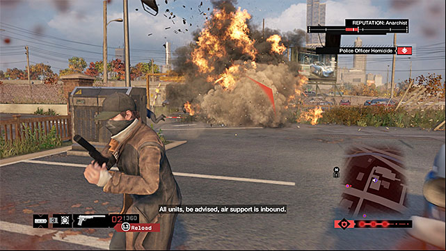 It is a good idea to search for explosive items to hack and use grenades - Ranged and close combat | Combat - Combat - Watch Dogs Game Guide