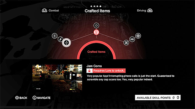 An entire category of abilities has been devoted to crafting - General premises | Crafting - Crafting - Watch Dogs Game Guide