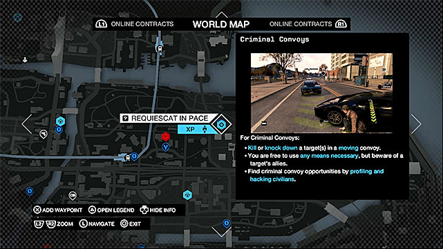 An example marker of a criminal convoy - Ways to unlock and general premises | Criminal Convoys - Criminal Convoys - Watch Dogs Game Guide
