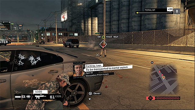 Knock out the gangster marked by the game - Jobs - Brandon Docks | Criminal Convoys - Criminal Convoys - Watch Dogs Game Guide
