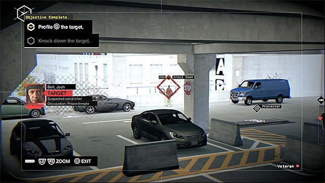 It would be a good idea to spend some time on hacking into the nearby cameras (also the ones on the guards patrolling the area) to locate the target (the above screenshot) - Hideouts - The Loop | Gang Hideouts - Gang Hideouts - Watch Dogs Game Guide