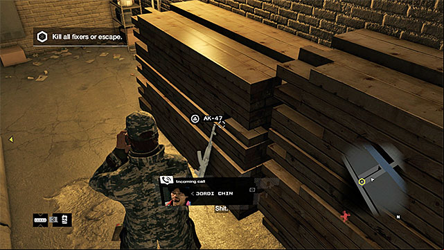 In the fixer HQ, you can find a Kalashnikov rifle, among others - Mission 7 (Not the Pizza Guy) | Main missions - Act I - Main missions - Act I - Watch Dogs Game Guide