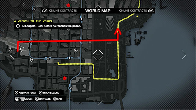 You need to hurry, because you are required to attack the convoy and eliminate Angelo Tucci, before he reaches the prison - Mission 8 (A Wrench in the Works) | Main missions - Act I - Main missions - Act I - Watch Dogs Game Guide