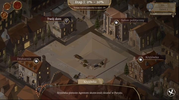 In addition, in your area, you will be able to open new buildings over time, as well as erect monuments that will increase your reputation, or public - Actions on the Map of Paris in We The Revolution - Basics - We. The Revolution Guide
