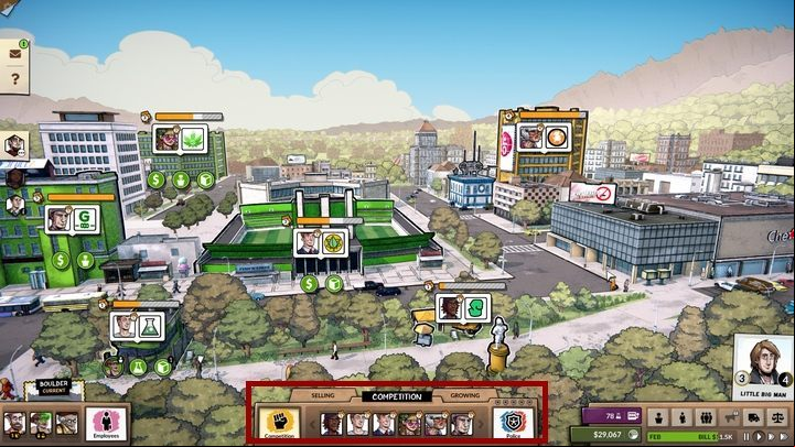 Click on the competition bar displayed at the bottom of the screen - Competition in Weedcraft Inc - The Basics - Weedcraft Inc Guide