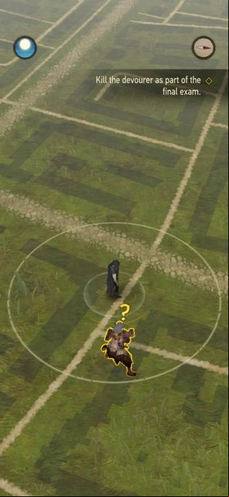 The next part of the mission is to kill the first monster - The Witcher Monster Slayer: Final Exam - walkthrough - Transition description - Witcher Monster Slayer Guide