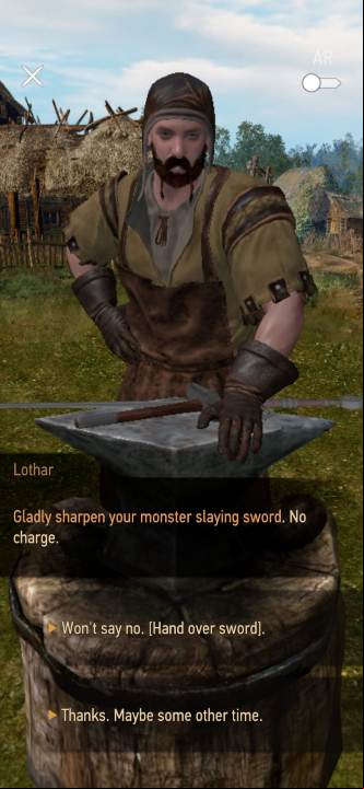 In addition to the quest, the blacksmith can sharpen your sword - you will deal bonus damage for a limited time - The Witcher Monster Slayer: The Dark Side Of The Full Moon - walkthrough - Transition description - Witcher Monster Slayer Guide