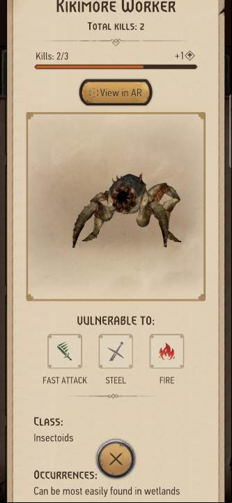 Insectoids drop - The Witcher Monster Slayer: Resources from monsters - Crafting - Witcher Monster Slayer Guide