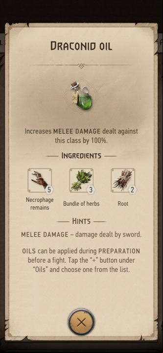 From these ingredients you can prepare: Draconid Oil - The Witcher Monster Slayer: Resources from monsters - Crafting - Witcher Monster Slayer Guide