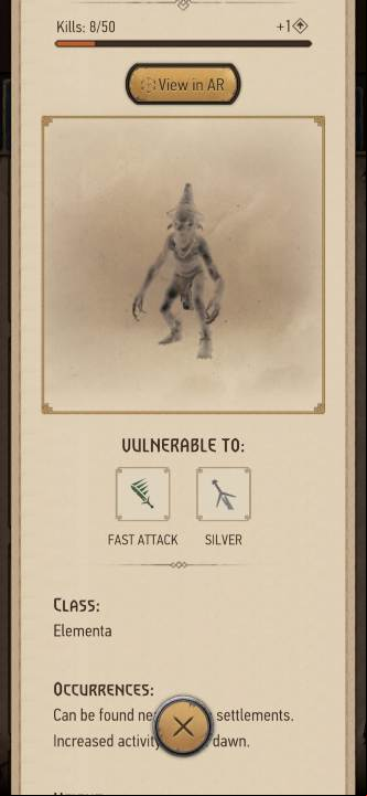 Elementals drop - The Witcher Monster Slayer: Resources from monsters - Crafting - Witcher Monster Slayer Guide