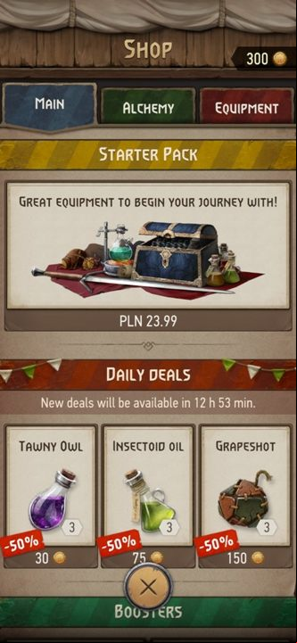 The rewards for the daily tasks are coins that you can use to buy new items, stations or weapons - The Witcher Monster Slayer: Daily rewards - Basics - The Witcher - guide to the game