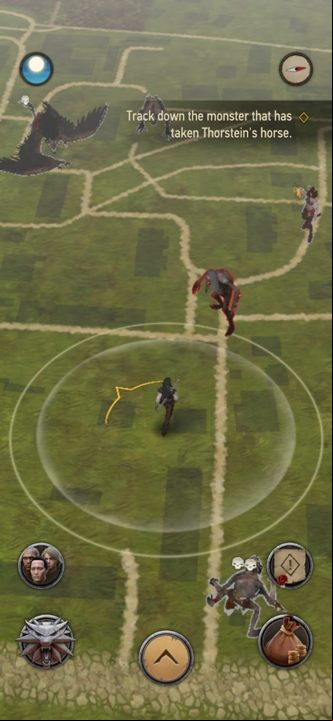 In the interaction area you can fight and collect resources - The Witcher Monster Slayer: Navigating the map - Map - The Witcher - guide to the game