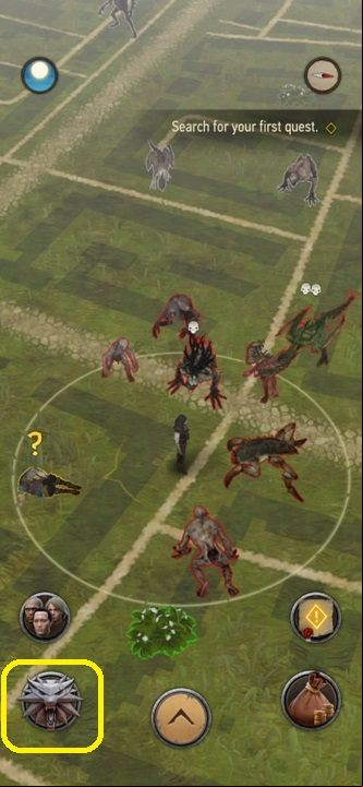 You can see the entire map when you click the icon located in the lower left corner - The Witcher Monster Slayer: Navigating the map - Map - The Witcher - guide to the game