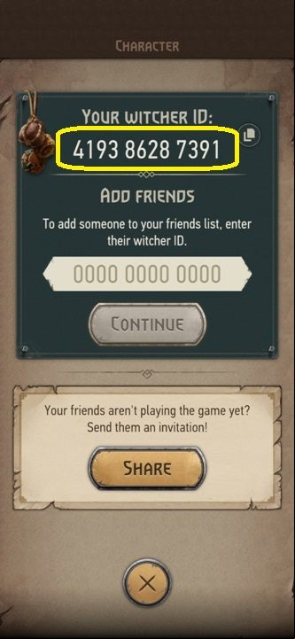 Then you will see your Witcher ID - The Witcher Monster Slayer: Invites - how to add friends? - Friends - The Witcher - guide to the game