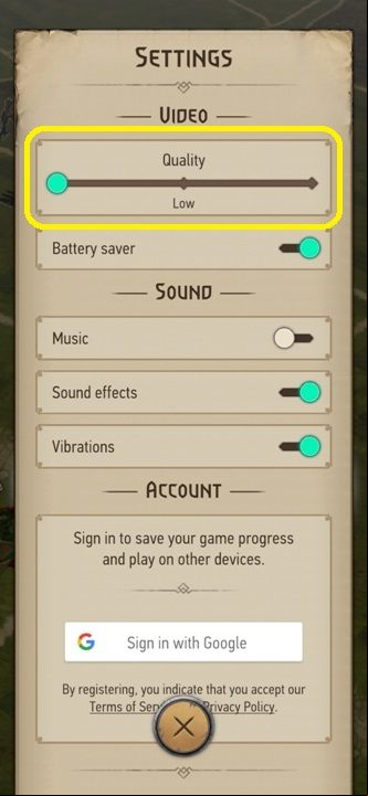 You'll immediately see the "Graphics" section, and right below that, quality - The Witcher Monster Slayer: Battery - how to save? - FAQ - Witcher Monster Slayer Guide