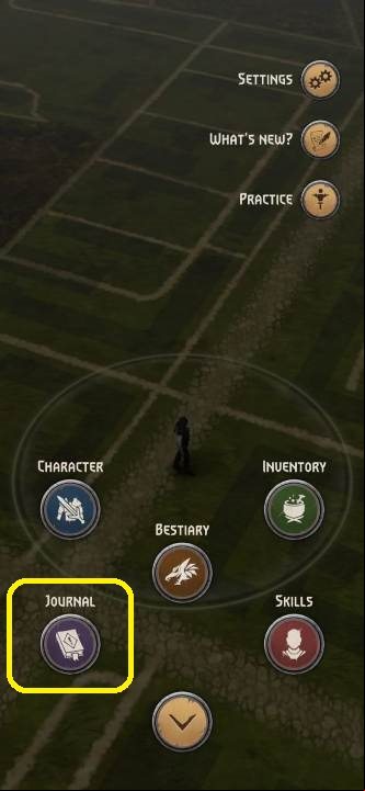 The next step is to press the "journal" icon that appears on the left side of the screen - The Witcher Monster Slayer: Quest location - how to change it? - FAQ - Witcher Monster Slayer Guide