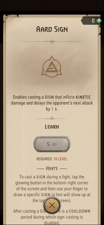 Effect: deals kinetic damage that stuns the enemy for a second - The Witcher - Monster Slayer: New signs - how to get them? - FAQ - Witcher Monster Slayer Guide