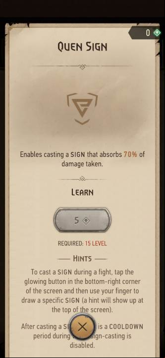 Effect: casting this sign makes you absorb 70% of your opponent's attacks - The Witcher - Monster Slayer: New signs - how to get them? - FAQ - Witcher Monster Slayer Guide