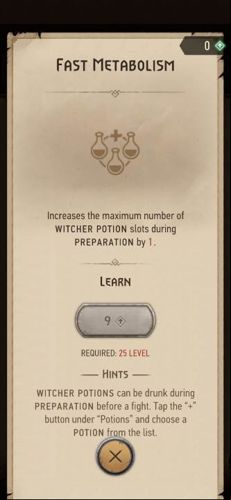 Effect: increases the amount of witcher potions that can be used during combat - The Witcher Monster Slayer: Not enough room for potions - how to get more? - FAQ - Witcher Monster Slayer Guide