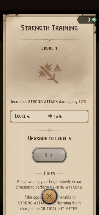 Effect: increases the damage of strong attacks - The Witcher Monster Slayer: Skills - combat - Skills - Witcher Monster Slayer Guide