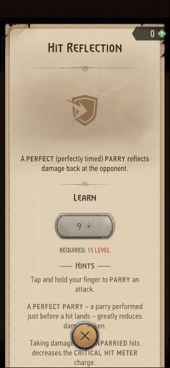 Effect: perfect parries reflect damage - The Witcher Monster Slayer: Skills - combat - Skills - Witcher Monster Slayer Guide