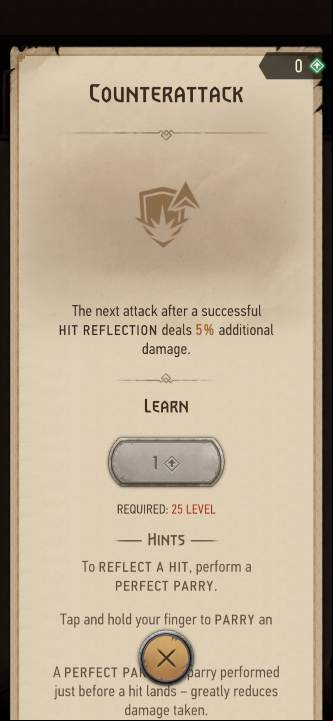 Effect: the subsequent attack after a perfect parry deals more damage - The Witcher Monster Slayer: Skills - combat - Skills - Witcher Monster Slayer Guide