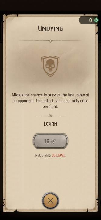 Effect: gives you a chance to survive your opponent's final blow - The Witcher Monster Slayer: Skills - combat - Skills - Witcher Monster Slayer Guide