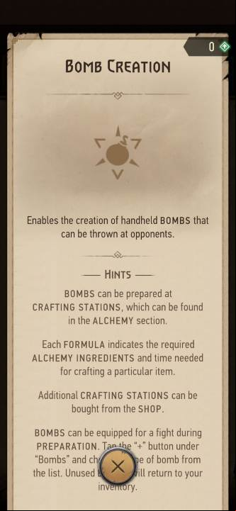 Effect: allows you to create bombs - The Witcher Monster Slayer: Skills - alchemy - Skills - Witcher Monster Slayer Guide