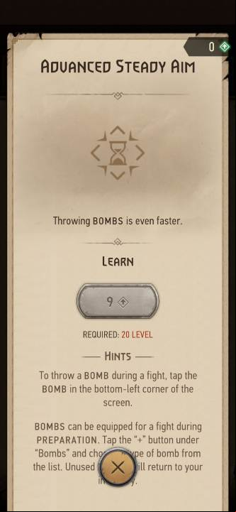 Effect: reduces bomb throwing time - The Witcher Monster Slayer: Skills - alchemy - Skills - Witcher Monster Slayer Guide