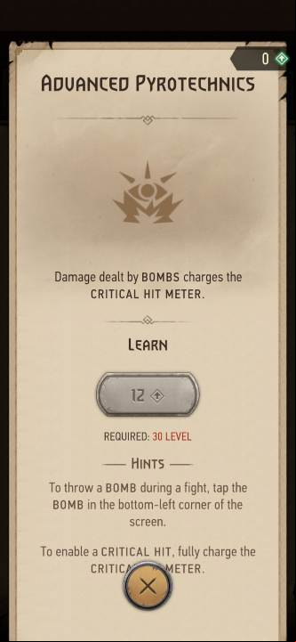 Effect: bombs charge the critical hit meter - The Witcher Monster Slayer: Skills - alchemy - Skills - Witcher Monster Slayer Guide