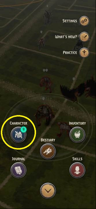 The next step will be to enter "character" - this icon is on the left side of the screen - Witcher Monster Slayer: Trinkets - what is it? - FAQ - Witcher Monster Slayer Guide