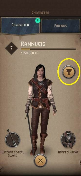The last move is to click the icon right next to the character (shown in the screenshot above) - Witcher Monster Slayer: Trinkets - what is it? - FAQ - Witcher Monster Slayer Guide