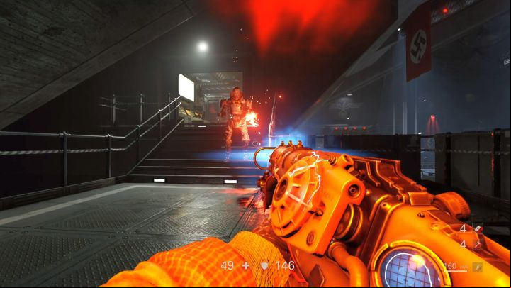 UberSoldat - a new enemy, very mobile and equipped with a laser weapon. - Underground Train Station | Chapter 4 - Roswell | Walkthrough - Chapter 4 - Roswell - Wolfenstein II: The New Colossus Game Guide