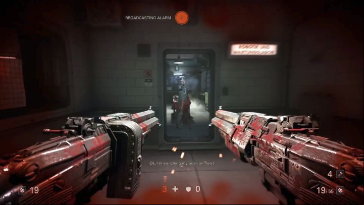 You can finally kill the enemy Commander. - Elevator and Hangar | Chapter 4 - Roswell | Walkthrough - Chapter 4 - Roswell - Wolfenstein II: The New Colossus Game Guide