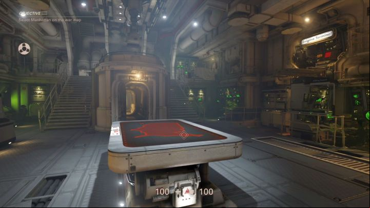 Select Manhattan on the War Map. - Contraptions | Chapter 6 - New Suit | Walkthrough - Chapter 6 - New Suit - Wolfenstein II: The New Colossus Game Guide