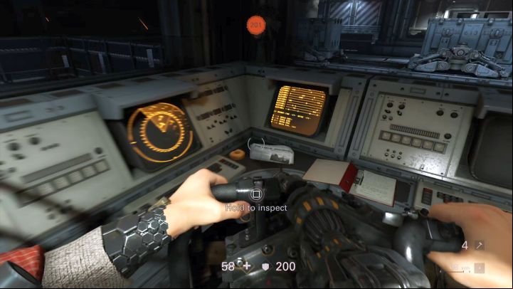The only readable that can be collected before you ride in the elevator. - Elevator and Hangar - Secrets and collectibles - Chapter 4 - Roswell - Wolfenstein II: The New Colossus Game Guide