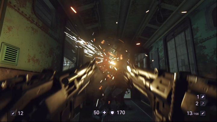 The Supersoldat can be eliminated inside the carriage. - The Subway | Reunion | Walkthrough - Chapter 2 - Wolfenstein II: The New Colossus Game Guide