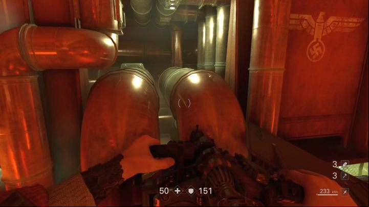 The age into the control room. - Evas Hammer and Section F revisited | Old Secrets | Walkthrough - Chapter 3 - Old Secrets - Wolfenstein II: The New Colossus Game Guide