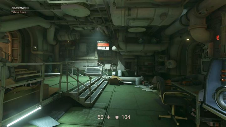 At the beginning of the mission, you have to talk to Grace. - Return to Evas Hammer and Roswell | Old Secrets | Walkthrough - Chapter 3 - Old Secrets - Wolfenstein II: The New Colossus Game Guide