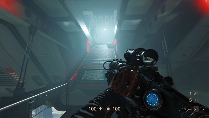 Wait for the footbridge to lower down. - Ausmerzer | Walkthrough - Chapter 10 - Ausmerzer - Wolfenstein II: The New Colossus Game Guide