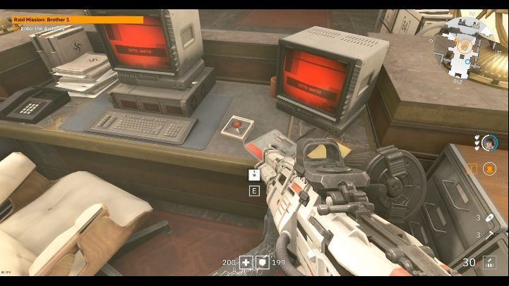 You will find a floppy disk on the table in the room with a large monument - Secrets and collectibles in Brother 1 | Wolfenstein Youngblood - Collectibles and secrets - Wolfenstein Youngblood Guide