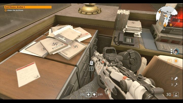 In the room with the great monument there is a wooden desk, where you will find a note - Secrets and collectibles in Brother 1 | Wolfenstein Youngblood - Collectibles and secrets - Wolfenstein Youngblood Guide