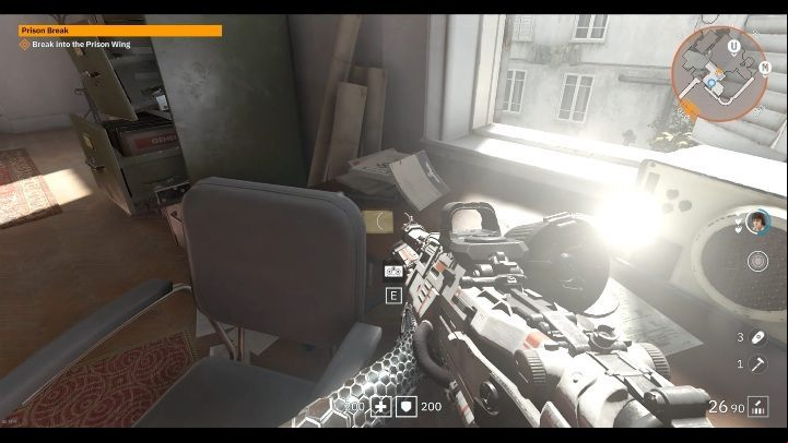 Youll find the blue tape on a desk, next to a pile of scattered books - Secrets and collectibles in Brother 1 | Wolfenstein Youngblood - Collectibles and secrets - Wolfenstein Youngblood Guide