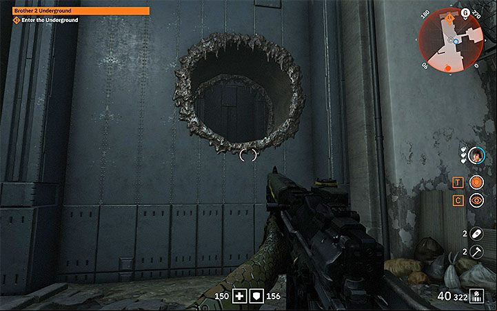 As a reminder, the descent to the underground is located next to the courtyard with a bus, on which the laser cannon was mounted - Brother 2 Underground | Wolfenstein Youngblood Walkthrough - Side missions - Wolfenstein Youngblood Guide