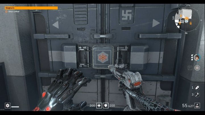 Doors and boxes marked in blue can be destroyed with this skill - How to open or destroy locked doors in Wolfenstein Youngblood? - FAQ - Frequently Asked Questions - Wolfenstein Youngblood Guide