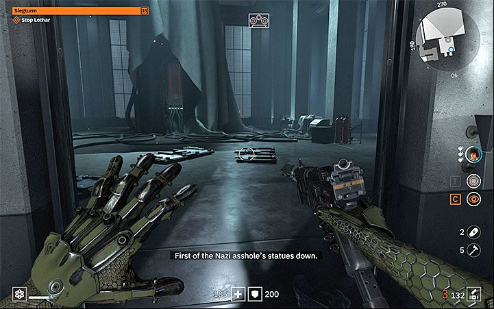 The first duel with General Lothar will take place shortly after you find B - General Lothar - final boss in Wolfenstein Youngblood - Bosses and mini-bosses - Wolfenstein Youngblood Guide