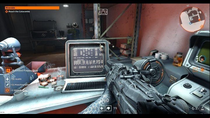 There is a computer in the building on the left side of the square where you will fight with enemies in the second mission - Secrets and collectibles in Riverside | Wolfenstein Youngblood - Collectibles and secrets - Wolfenstein Youngblood Guide